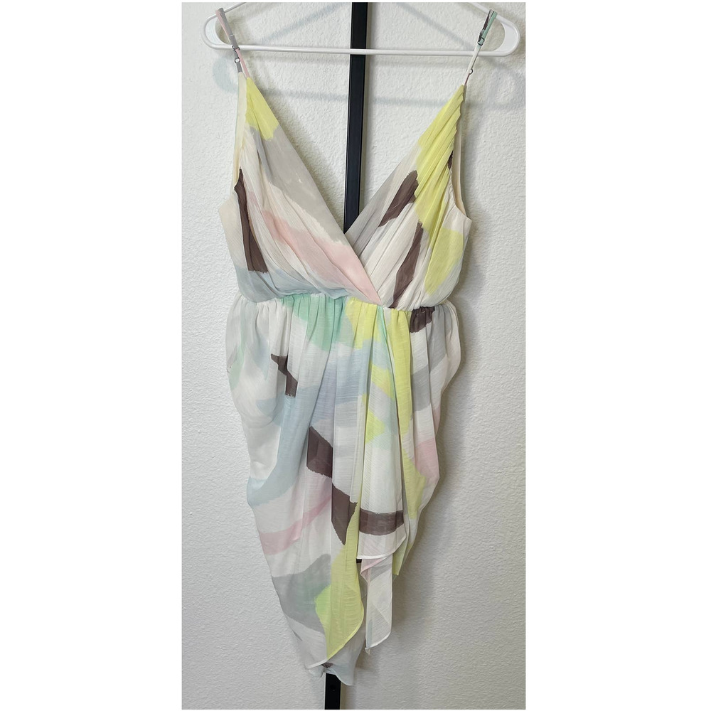 Alice + Olivia Isadora Wrap Pastel Chiffon Ruffle Drape Dress Size Medium